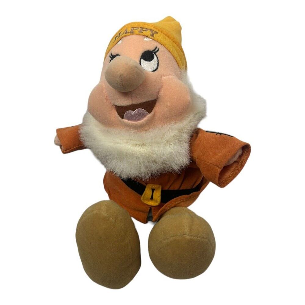 Disney “Happy" Dwarf Sitting Stuffed Plush 12" Snow White Seven Dwarves‎ Vintage